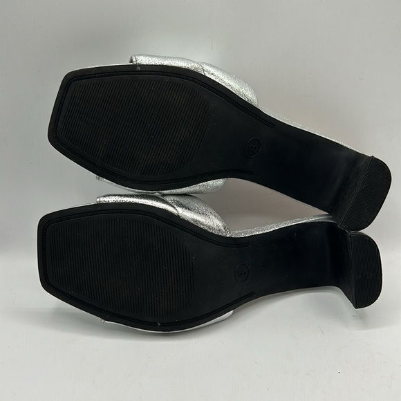 A New Day Silver Metallic Slide on Open Toe Heels Size 8 - Picture 9 of 12